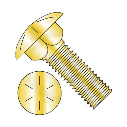 1/4-20 x 1 1/2 Carriage Bolt Grade 8 Fully Threaded Yellow Zinc